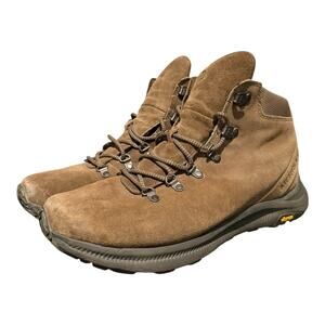 Merrell Ontario Waterproof Dark Earth Brown Leather Hiking Boots Vibram Size 12